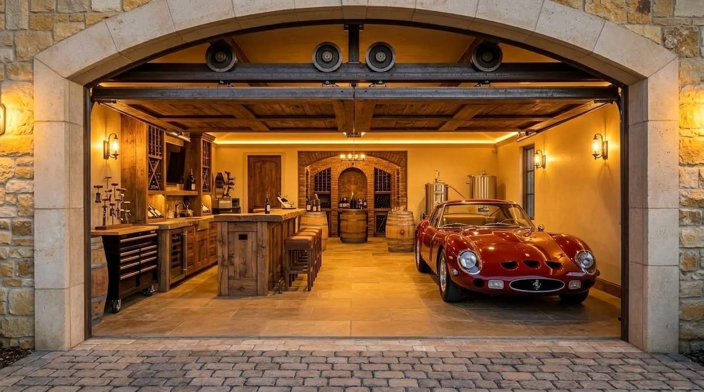 Antoun Garage Door Service Interior View of Custom Garage Door Overhead and Workshop